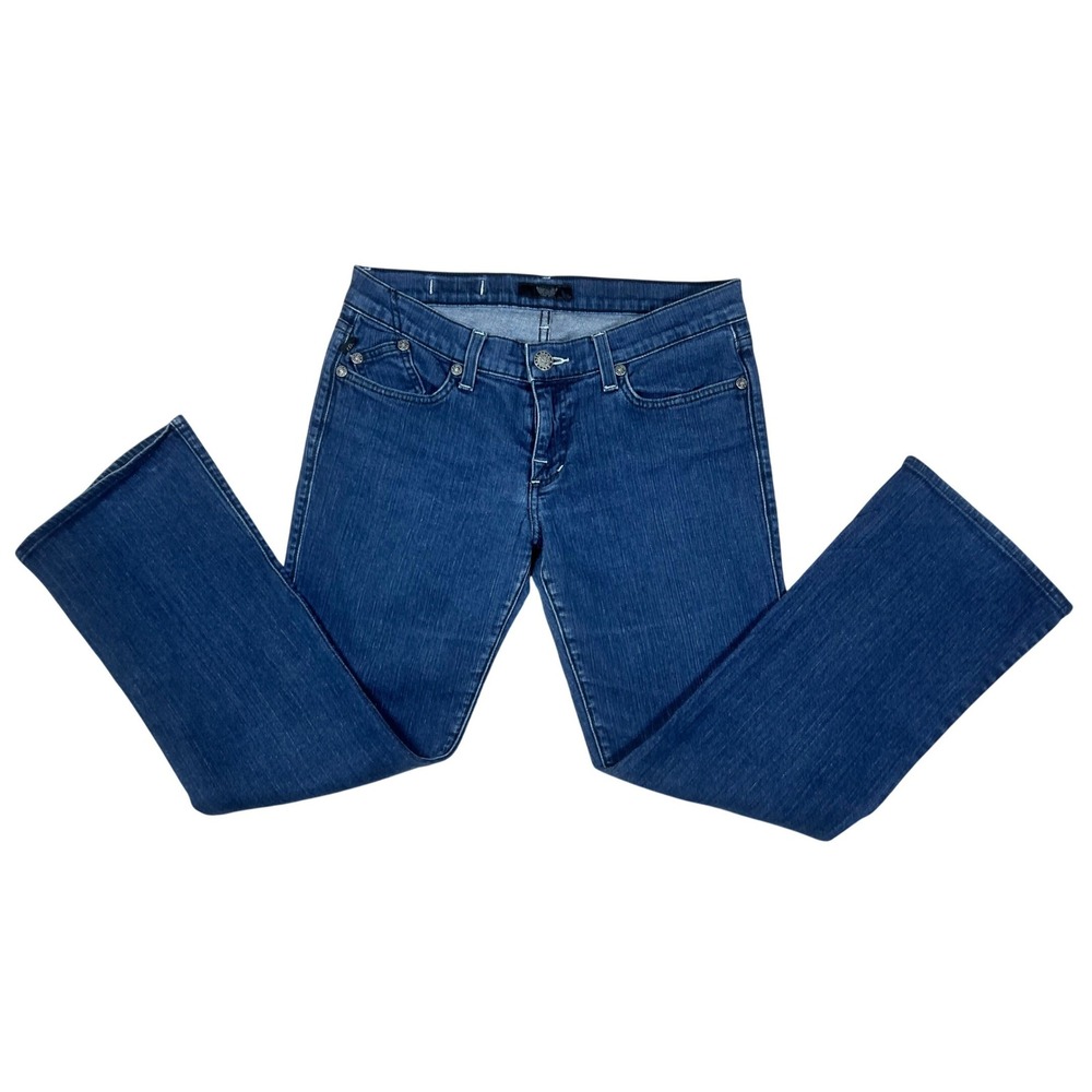Rock‎ & Republic Women 30 Dark Wash Bootcut Flap Pocket Low Rise Jeans Blue Y2K